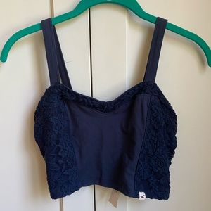 Hollister Little Dume Navy Lace Tank Top